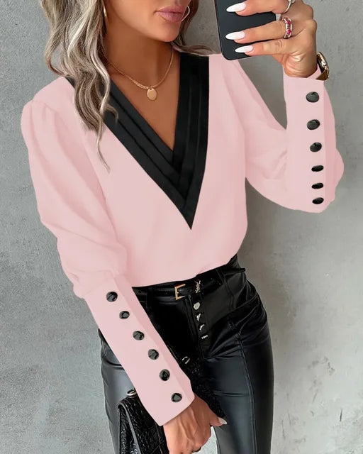 Damebluse med V-udskæring – Isolde