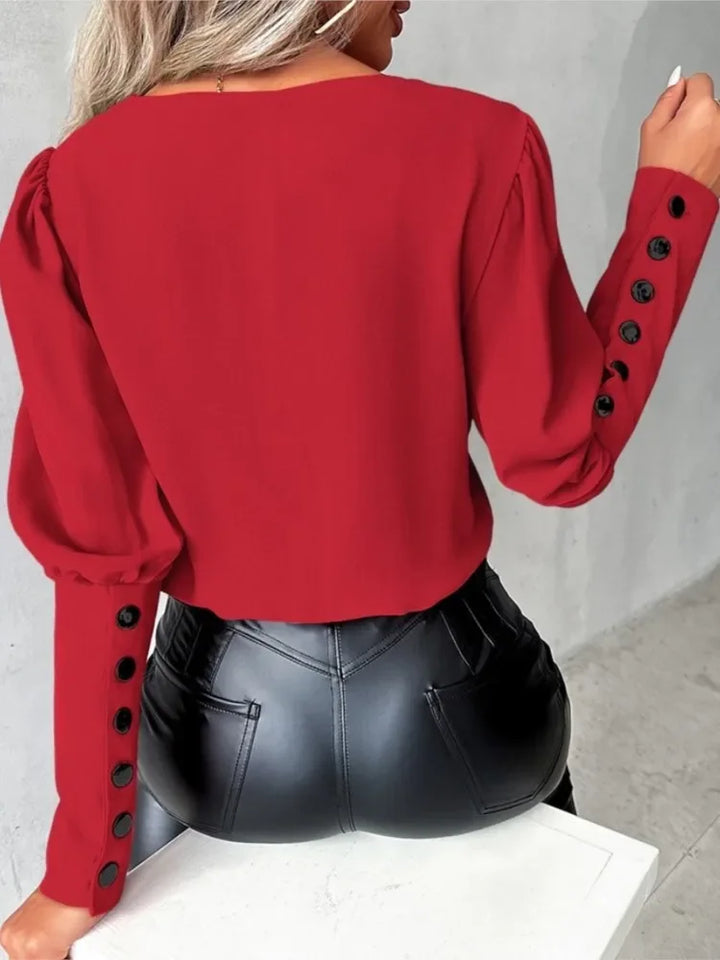Damebluse med V-udskæring – Isolde