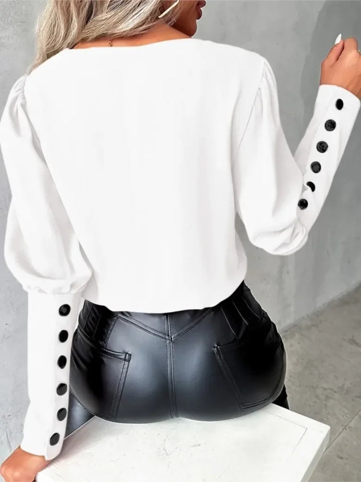 Damebluse med V-udskæring – Isolde