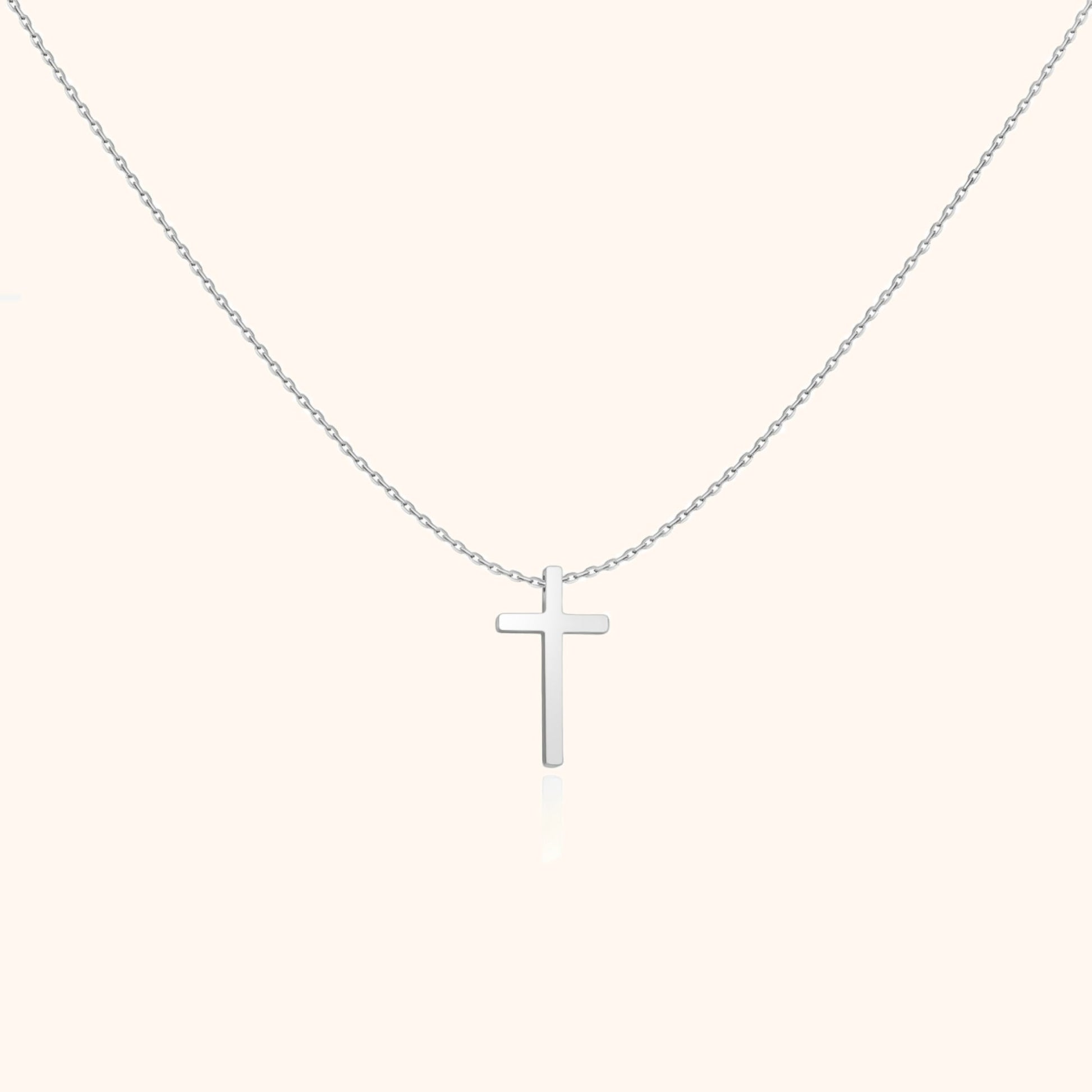 Silberne Kreuzkette, minimalistisches Design, Damen-Halskette, religiöser Schmuck, Geschenkidee.