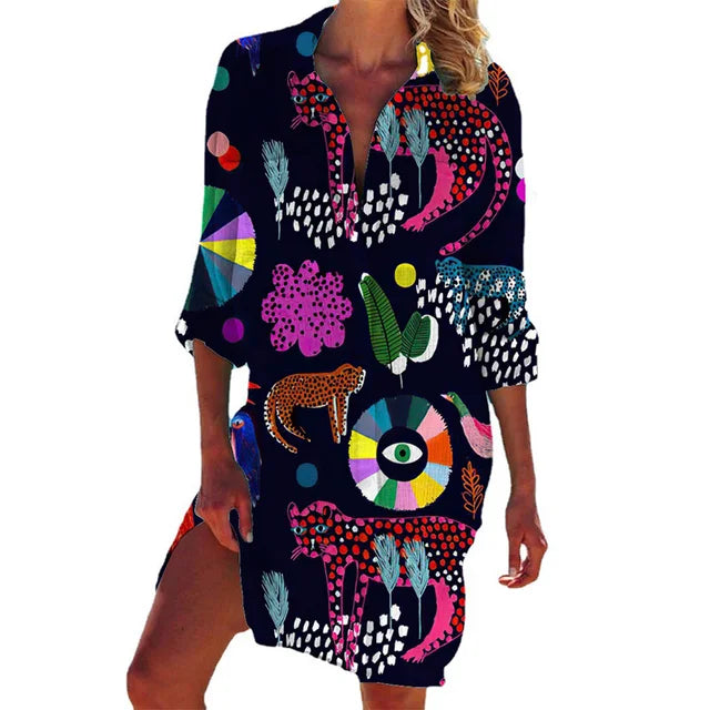Lang Hawaii-bluse med blomsterprint – Zoë