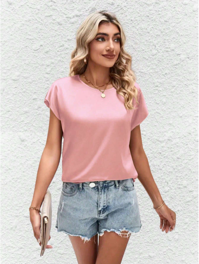 Stilfuld dame-T-shirt med flagermusærmer og rund hals – Milena