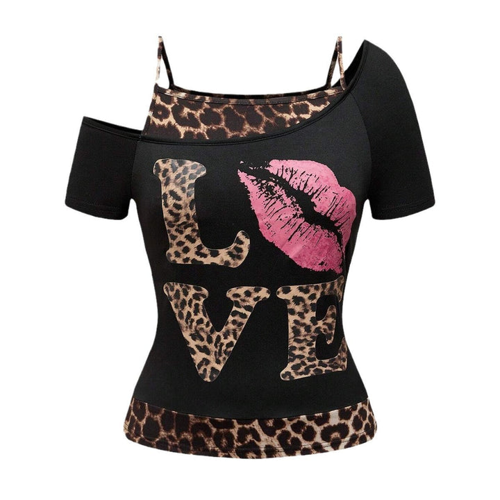 Trendy off-shoulder-bluse til damer med leopardprint – Zaria