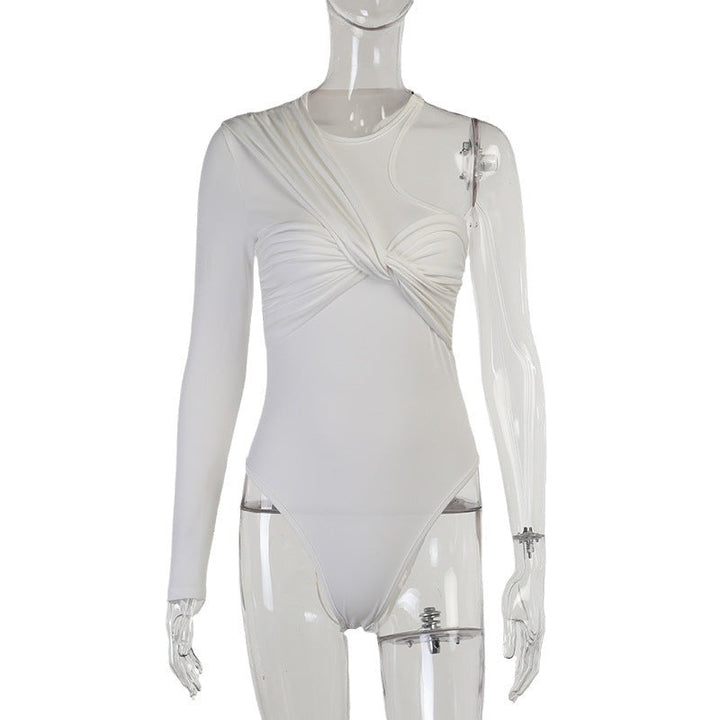 Stilfuld langærmet bodysuit til damer med draperingseffekt & figurnær pasform – Mira