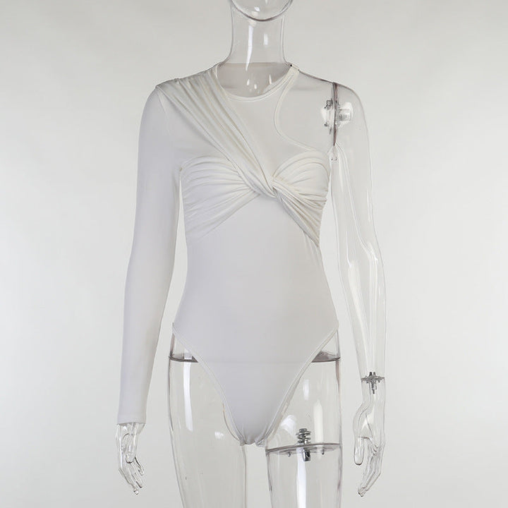 Stilfuld langærmet bodysuit til damer med draperingseffekt & figurnær pasform – Mira