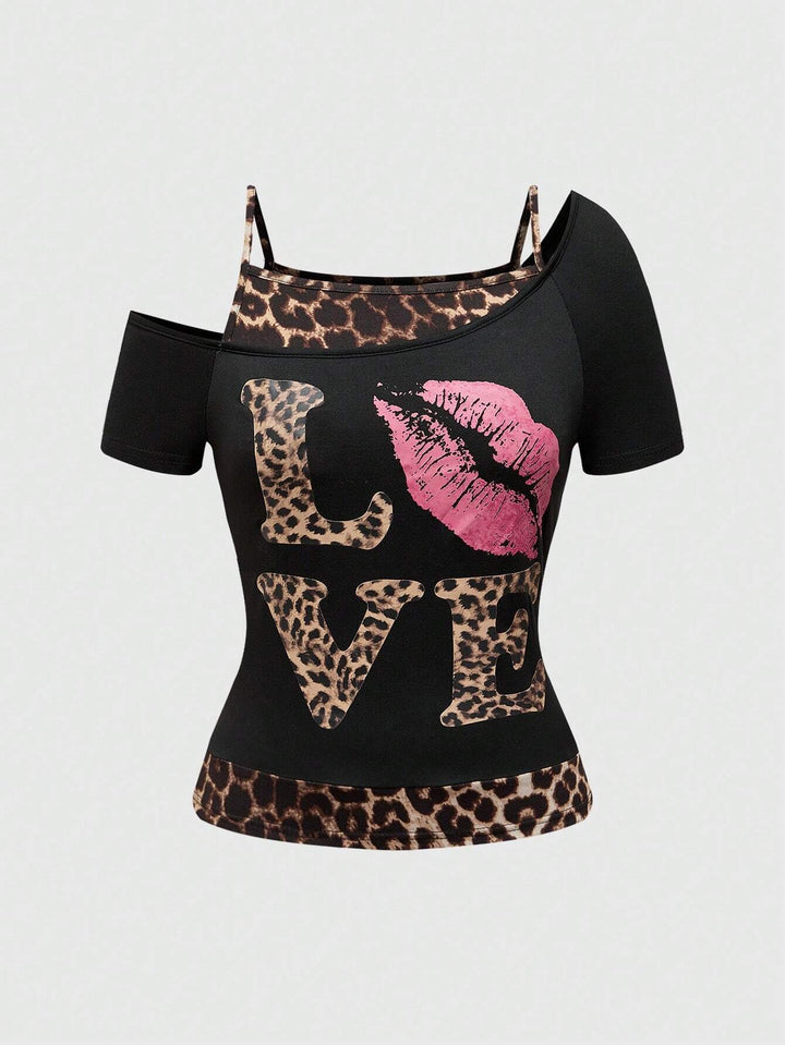 Trendy off-shoulder-bluse til damer med leopardprint – Zaria