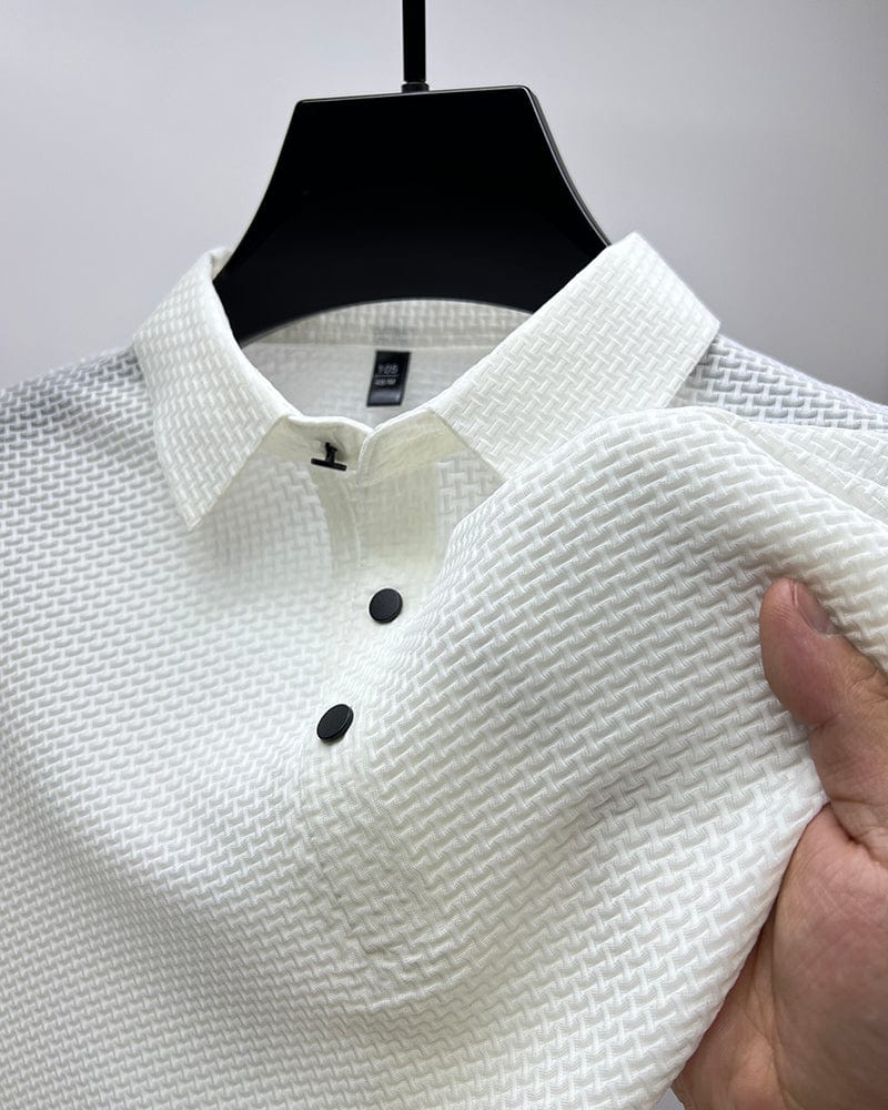 Åndbar poloshirt til herrer med mesh-detaljer og slim fit – efterårsudgave Milan