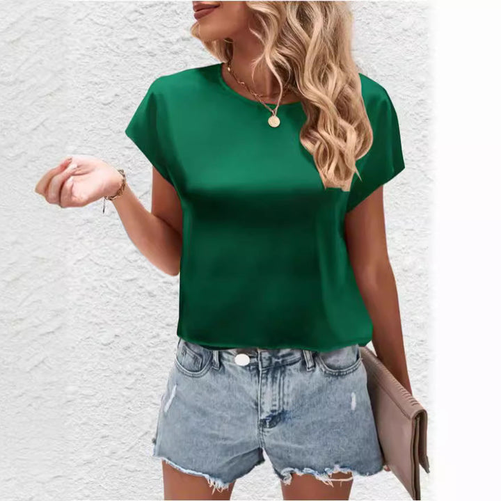 Stilfuld dame-T-shirt med flagermusærmer og rund hals – Milena