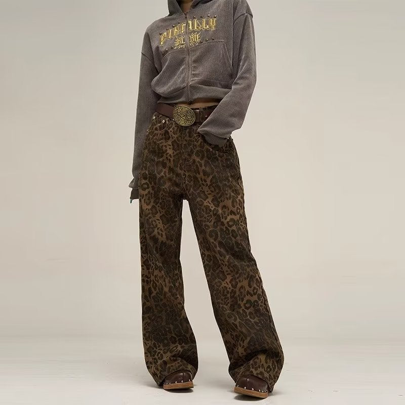 Trendy leopardprint jeans - Layla