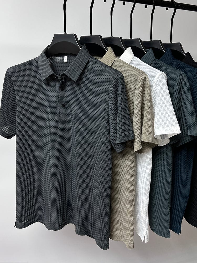 Åndbar poloshirt til herrer med mesh-detaljer og slim fit – efterårsudgave Milan