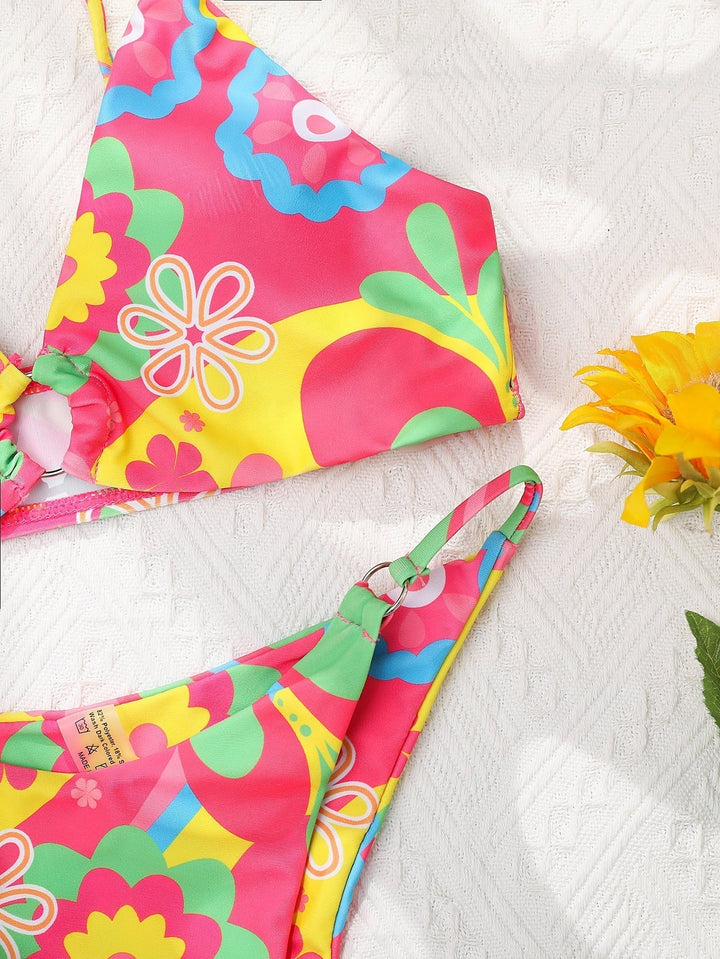 Bikini-sæt med lyserødt blomsterprint – Liliane
