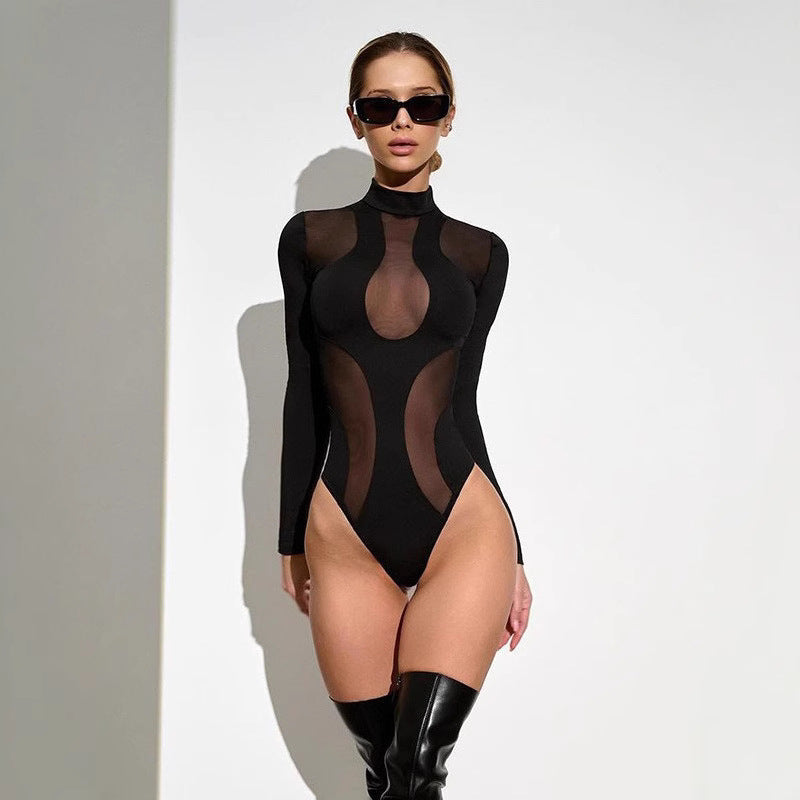 Trendy bodysuit til damer med cut-outs og meshindsatser – Nayeli