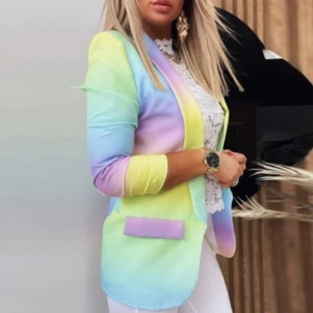 Dameblazer med reverskrave og print - Bella