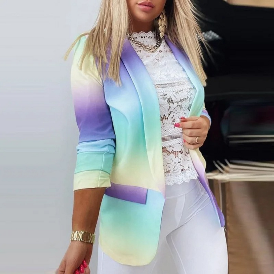 Dameblazer med reverskrave og print - Bella