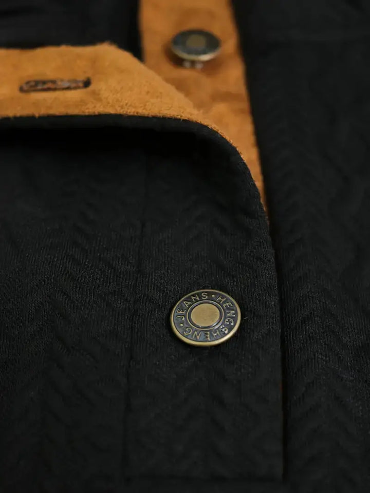 Herre strikket udendørs trøje med patches - Logan