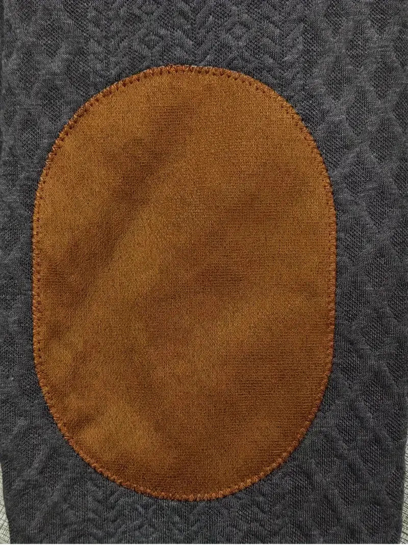Herre strikket udendørs trøje med patches - Logan