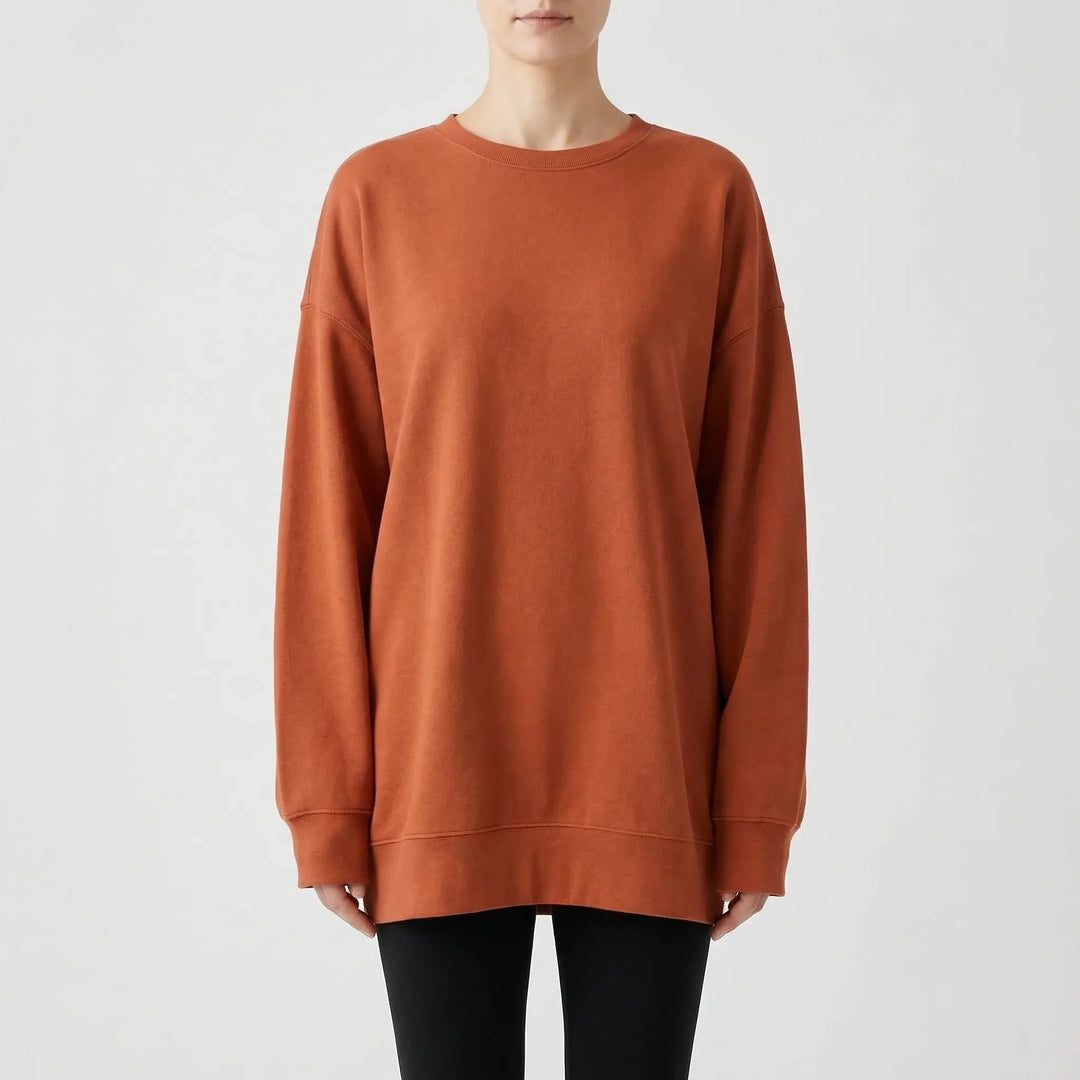 Oversized Crew Neck Jumper - Ruby
