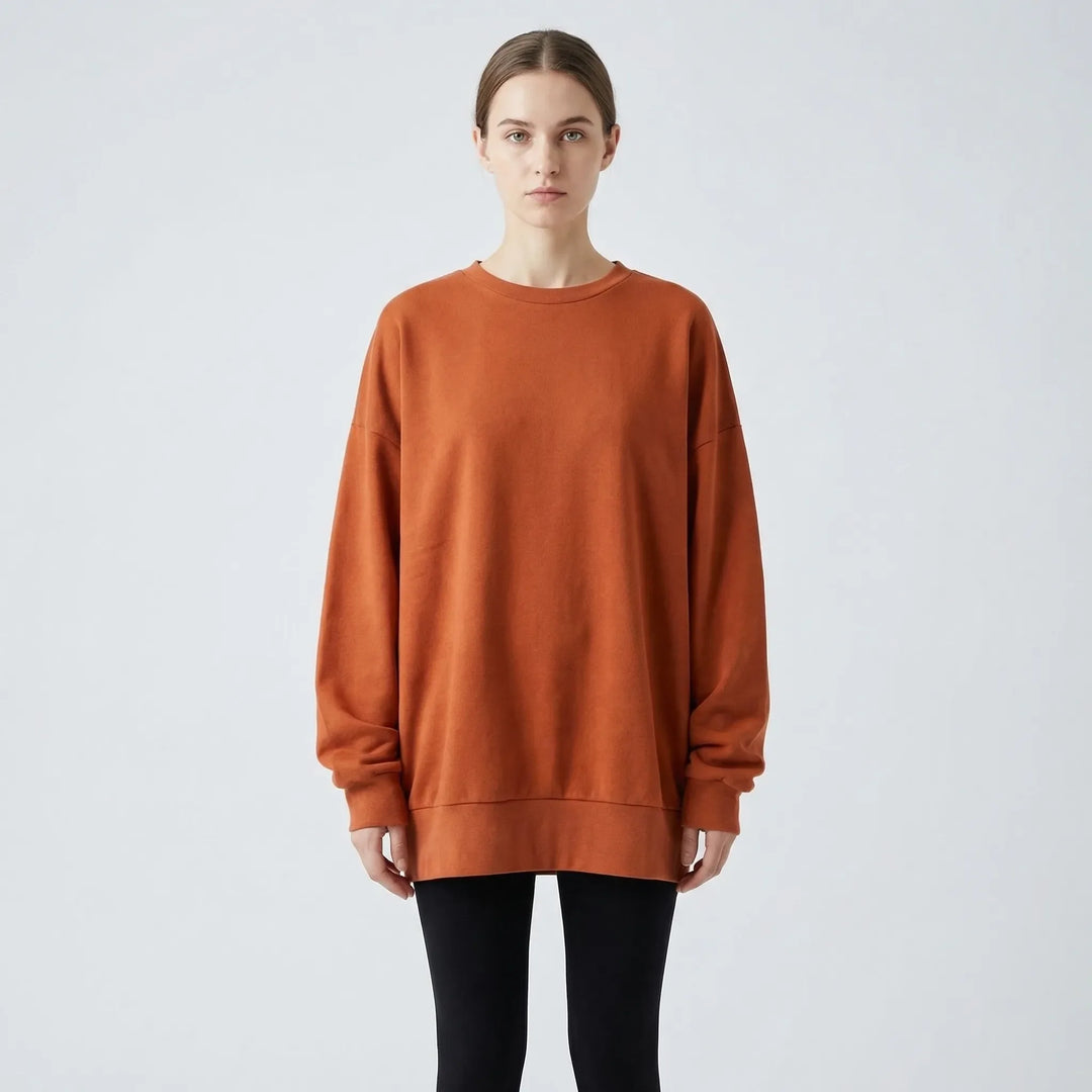 Oversized Crew Neck Jumper - Ruby
