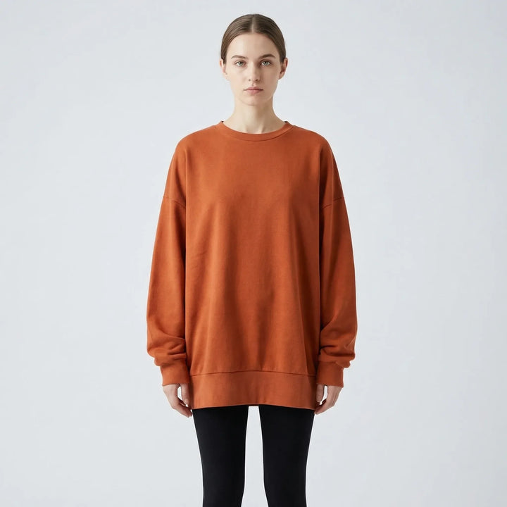 Oversized Crew Neck Jumper - Ruby