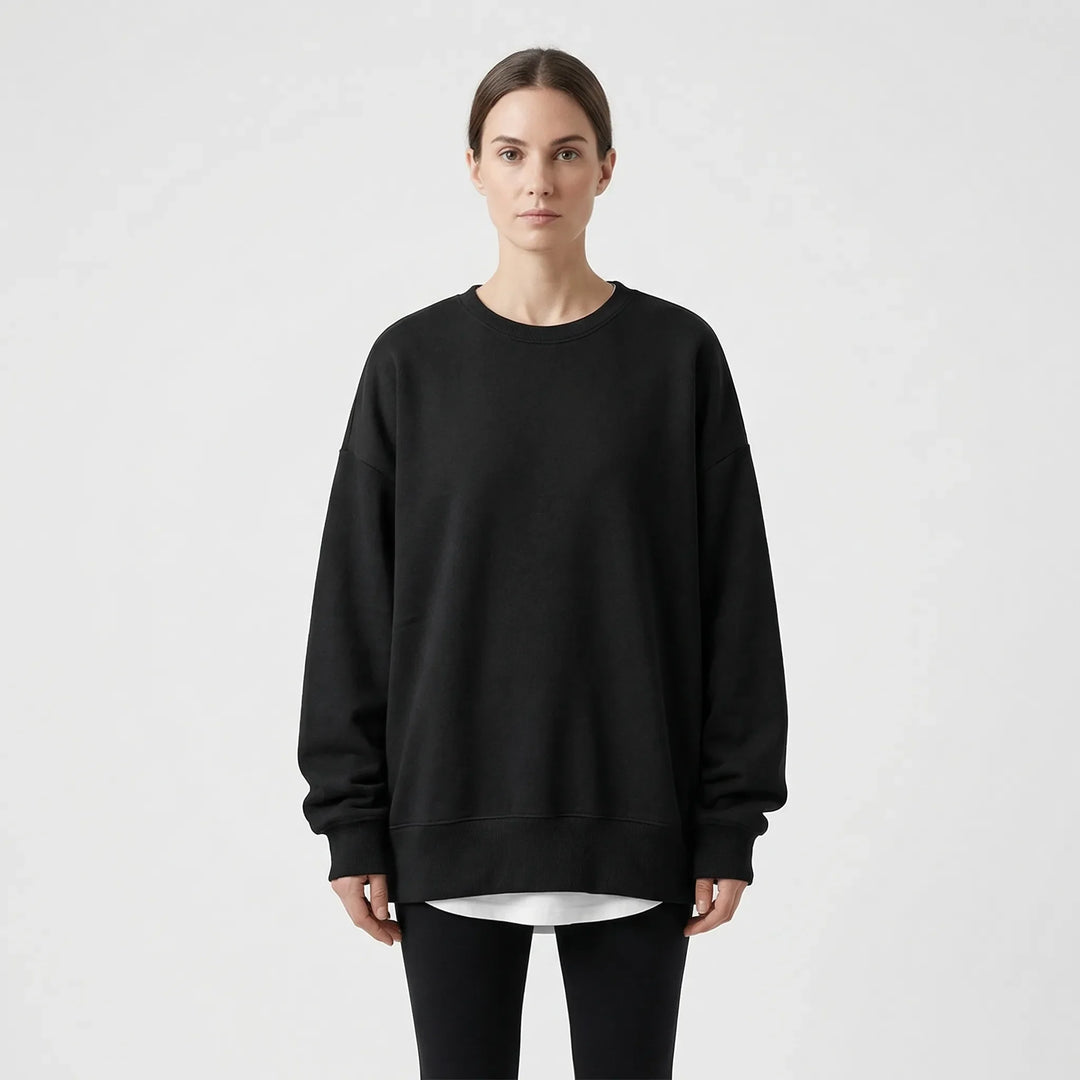 Oversized Crew Neck Jumper - Ruby