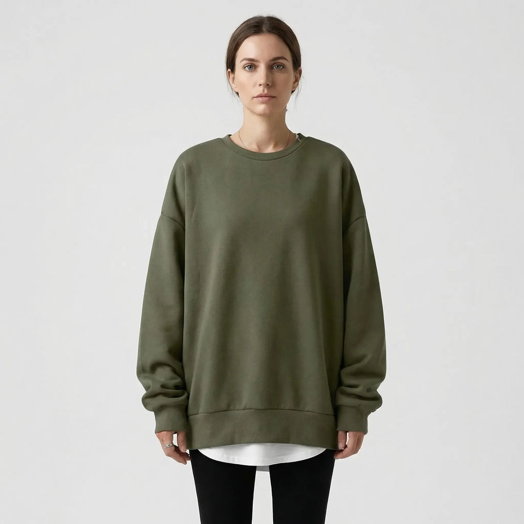 Oversized Crew Neck Jumper - Ruby
