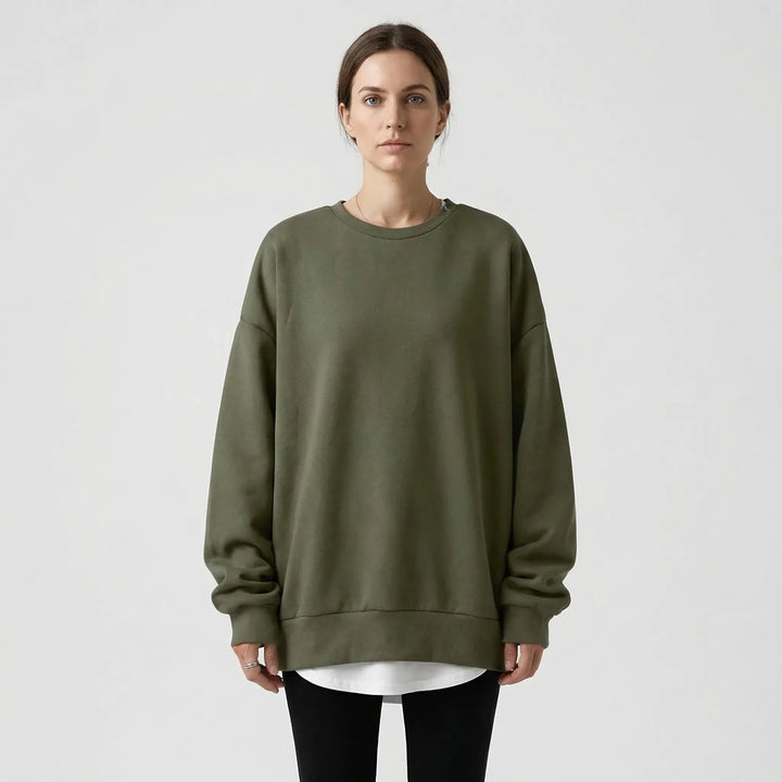 Oversized Crew Neck Jumper - Ruby