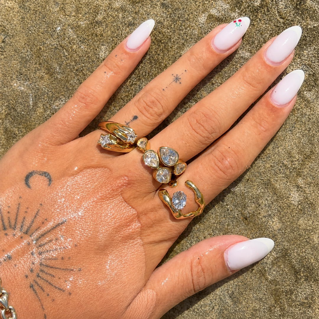 Lustre Adjustable Ring with Pear-Shaped Crystals 3