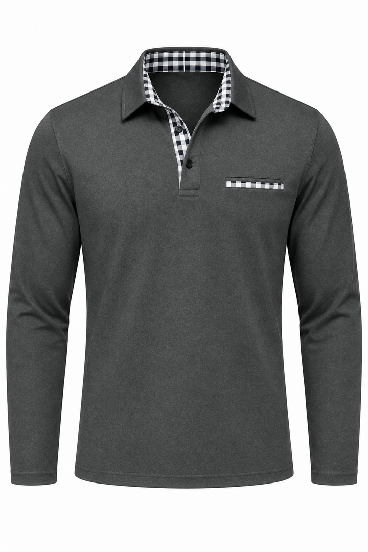 Smart-casual poloshirt til mænd med lange ærmer