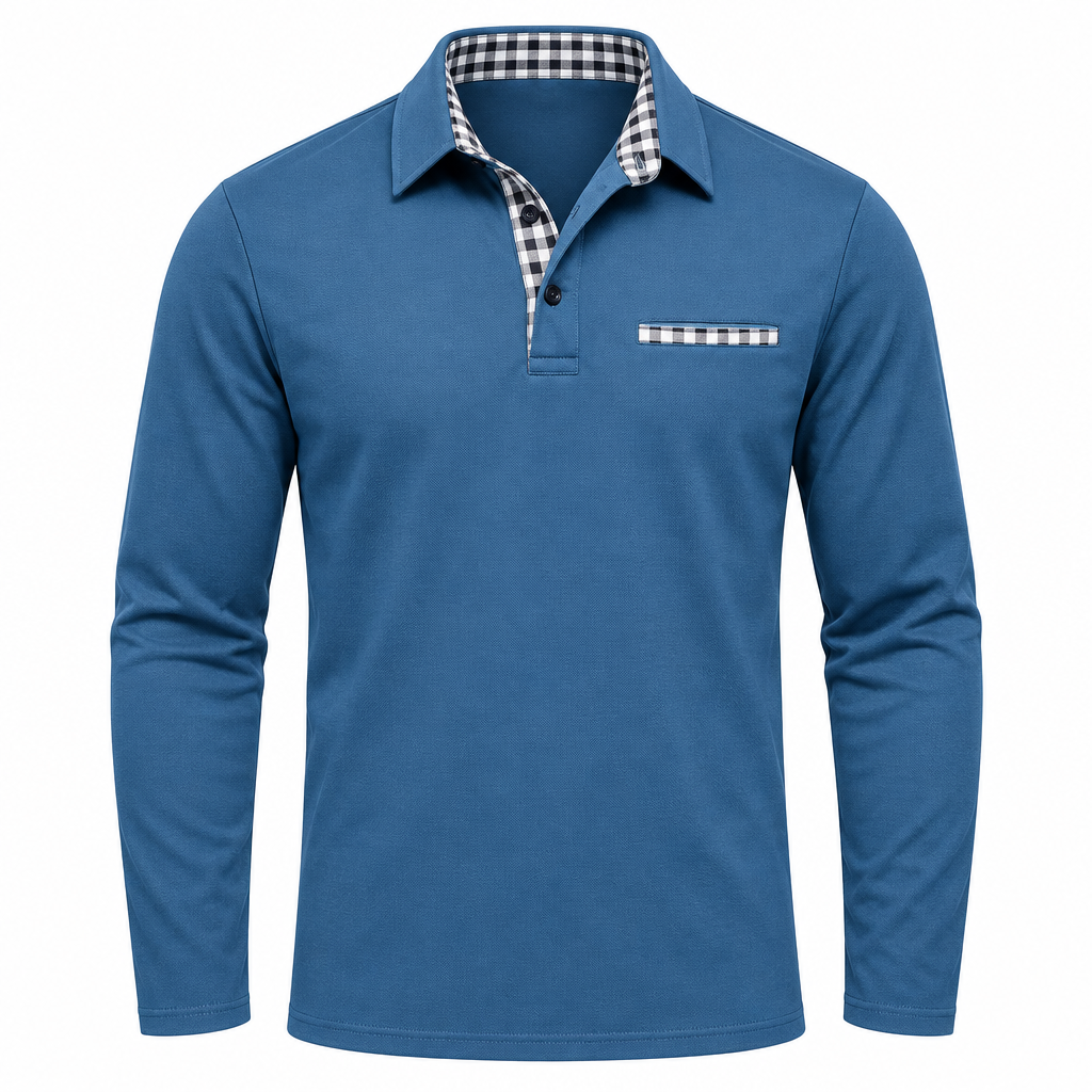 Smart-casual poloshirt til mænd med lange ærmer