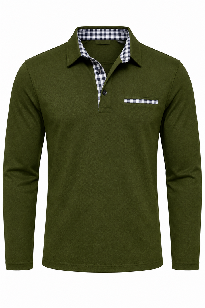Smart-casual poloshirt til mænd med lange ærmer