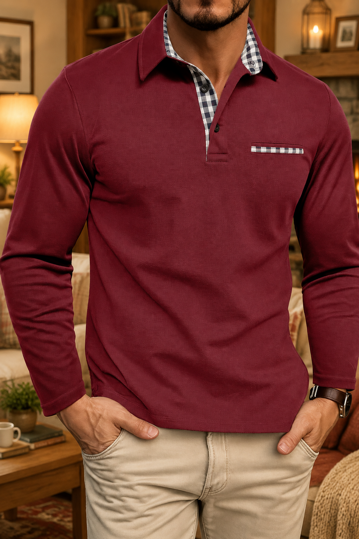Smart-casual poloshirt til mænd med lange ærmer
