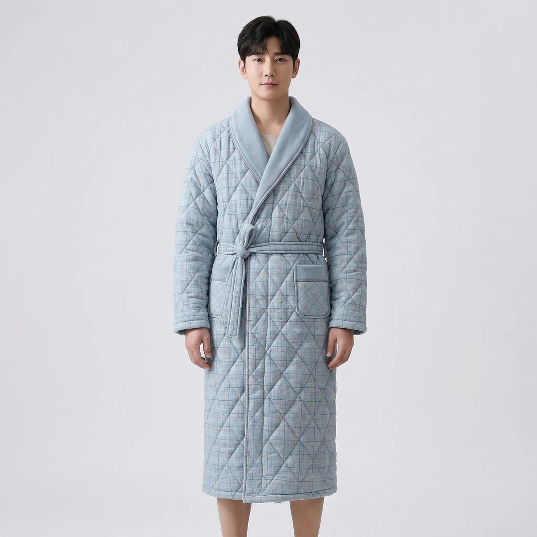 Quilted Three-Layer Long Dressing Gown - Wade