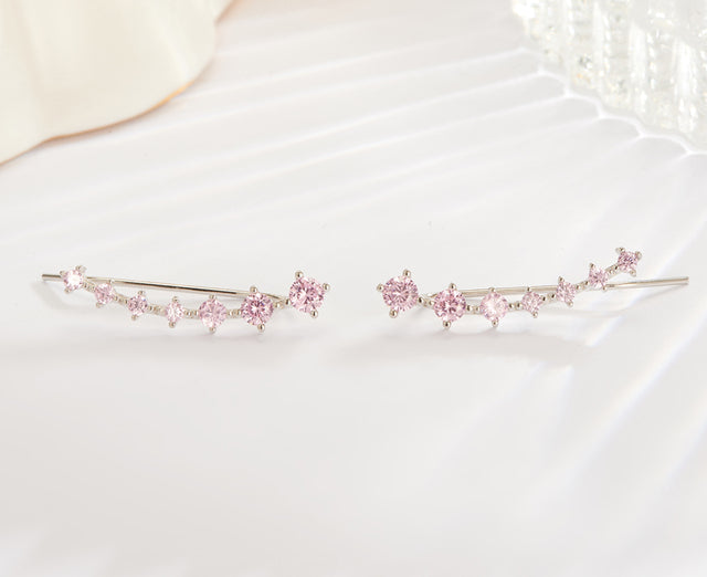 925 Sterling Silber Ohrringe mit rosa Zirkonia, glänzend, Damen Schmuck, hochwertig.