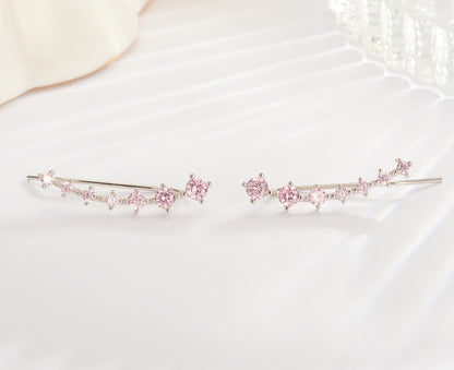 925 Sterling Silber Ohrringe mit rosa Zirkonia, glänzend, Damen Schmuck, hochwertig.