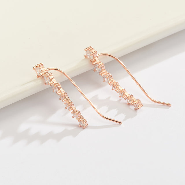 Roségoldene 925 Sterling Silber Ohrringe mit Zirkonia, eleganter Schmuck für Damen.