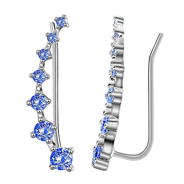 925 Sterling Silber Ohrringe mit blauen Zirkonia, Damen Schmuck, glänzend, hochwertig.