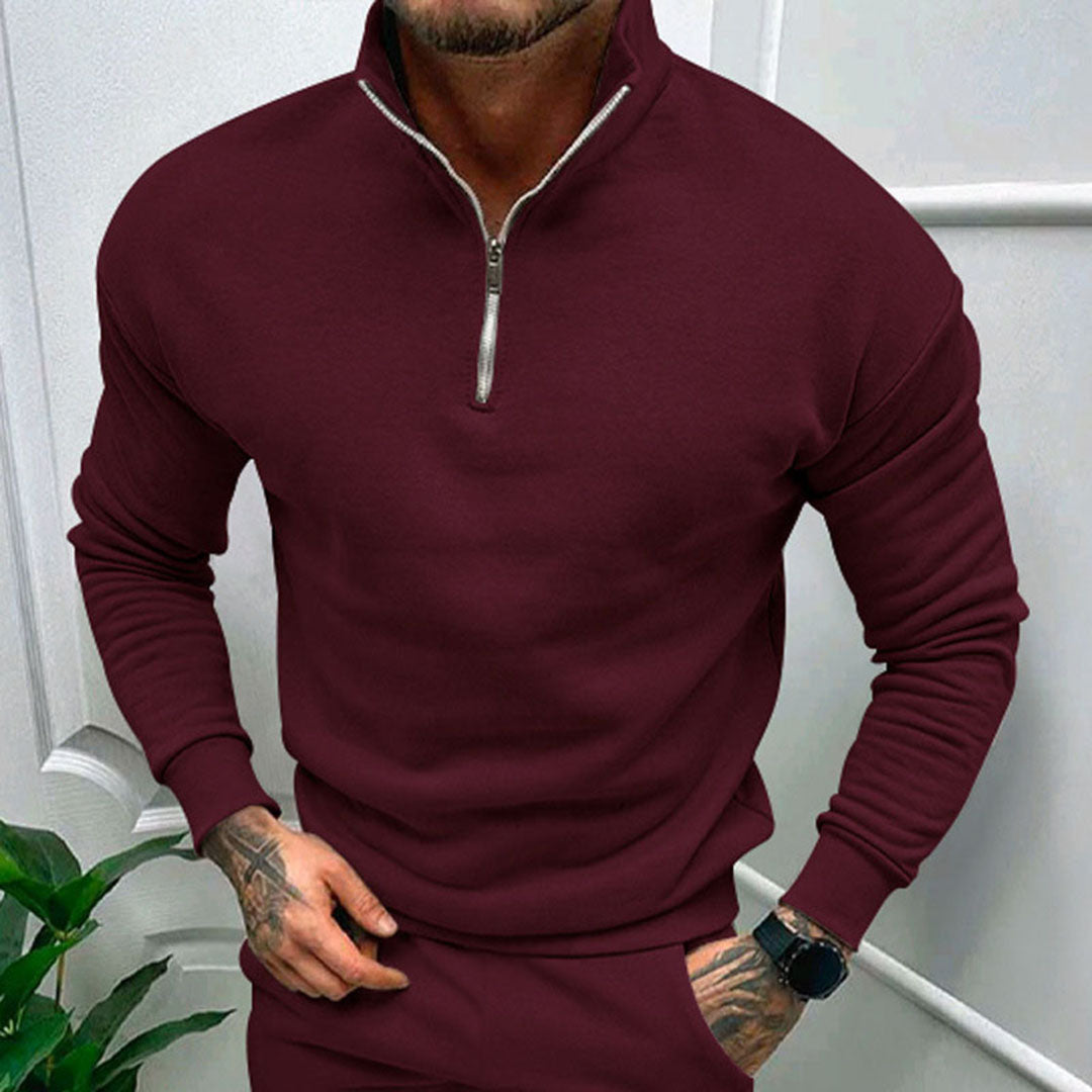 Herrenpullover med halv lynlås – Matteo