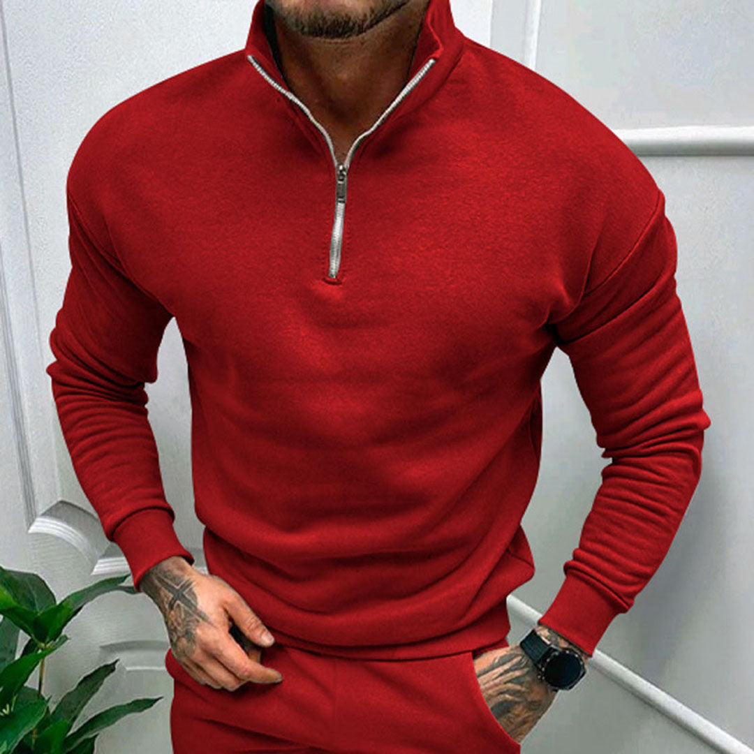 Herrenpullover med halv lynlås – Matteo