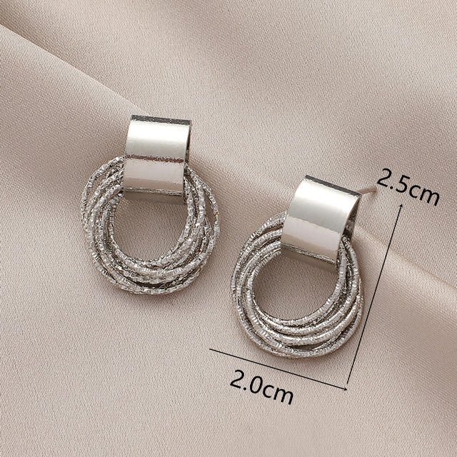 Goldene Retro-Ohrringe, kleine Kreise, Metall, Damen, koreanischer Schmuck, Hochzeit, Party.