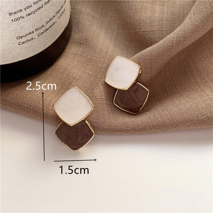Goldene Retro-Ohrringe, quadratisch, für Damen, koreanische Mode, Hochzeit, Party.