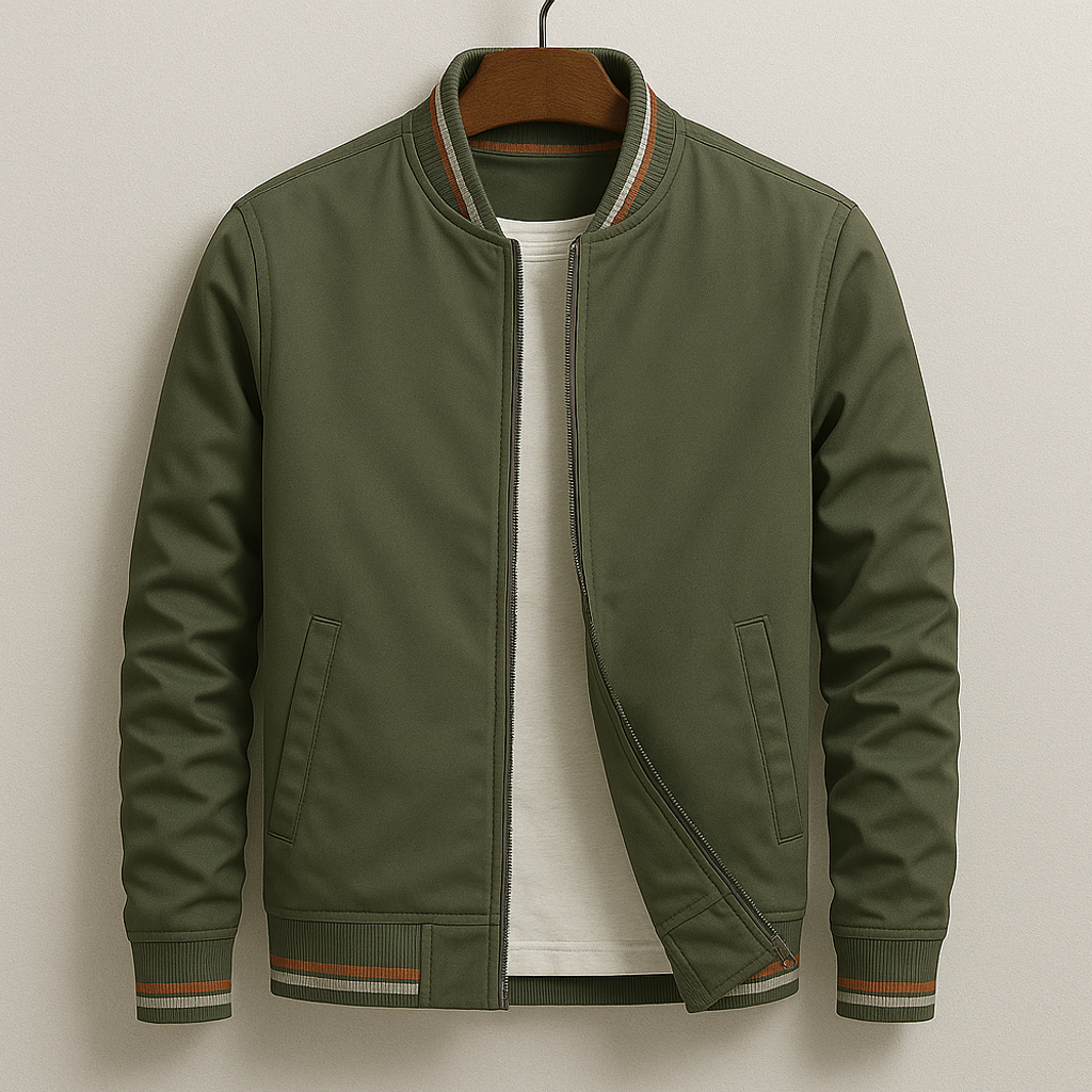 Ribbed Trim Men's Bomber Jacket - Virgil