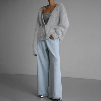 Dame cashmere strikjakke – Noelia efterårsmagi