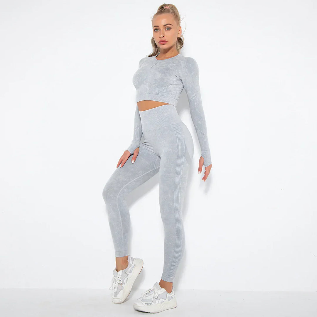 Sømløst yogasæt til kvinder med cropped top - Nova