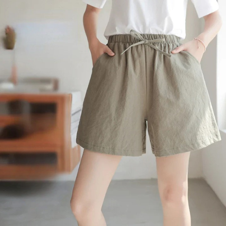 Luftige hørshorts til damer med høj talje og sporty pasform – Fenja