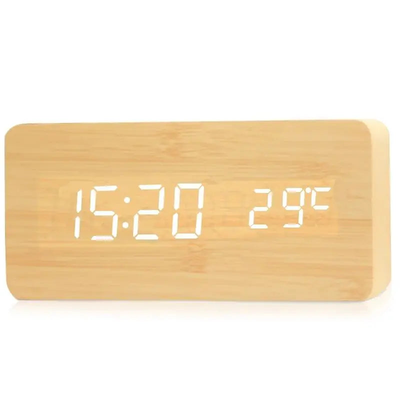 Digitalt trævækkeur med LED-display – WoodSync