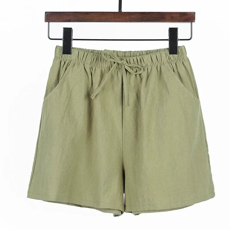 Luftige hørshorts til damer med høj talje og sporty pasform – Fenja