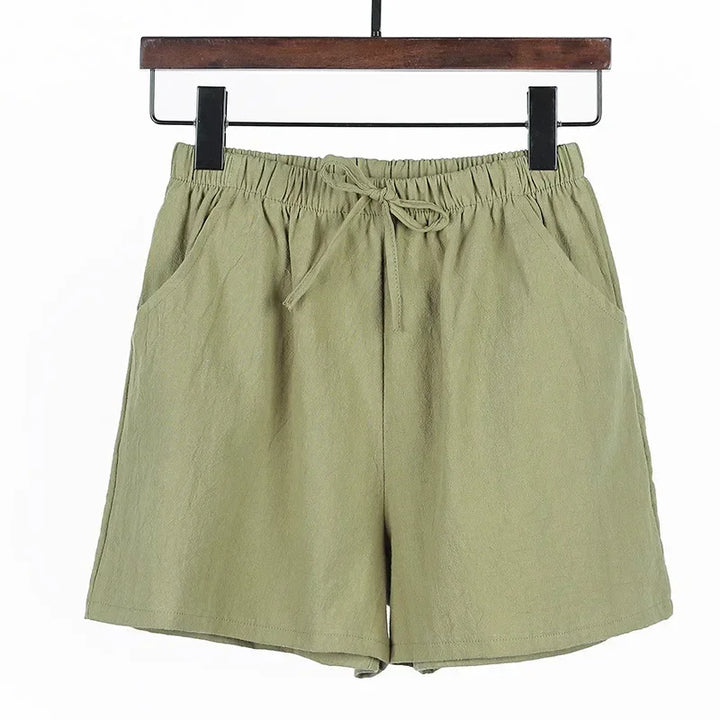 Luftige hørshorts til damer med høj talje og sporty pasform – Fenja