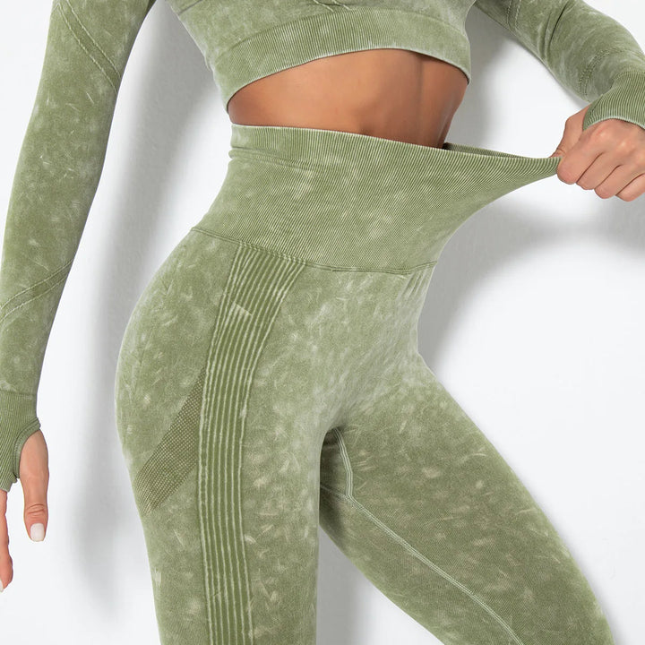 Sømløst yogasæt til kvinder med cropped top - Nova