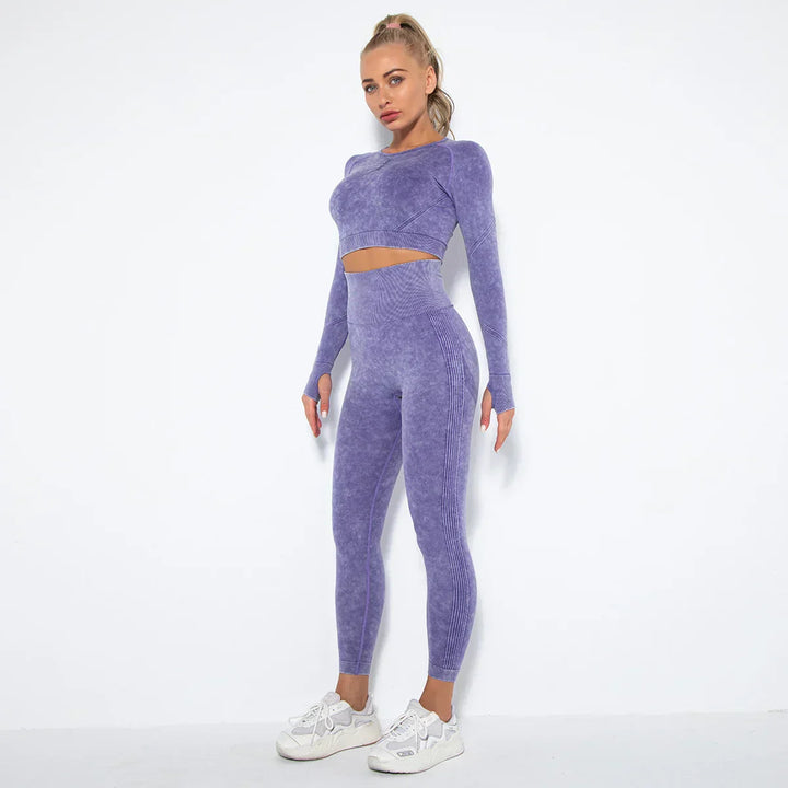 Sømløst yogasæt til kvinder med cropped top - Nova
