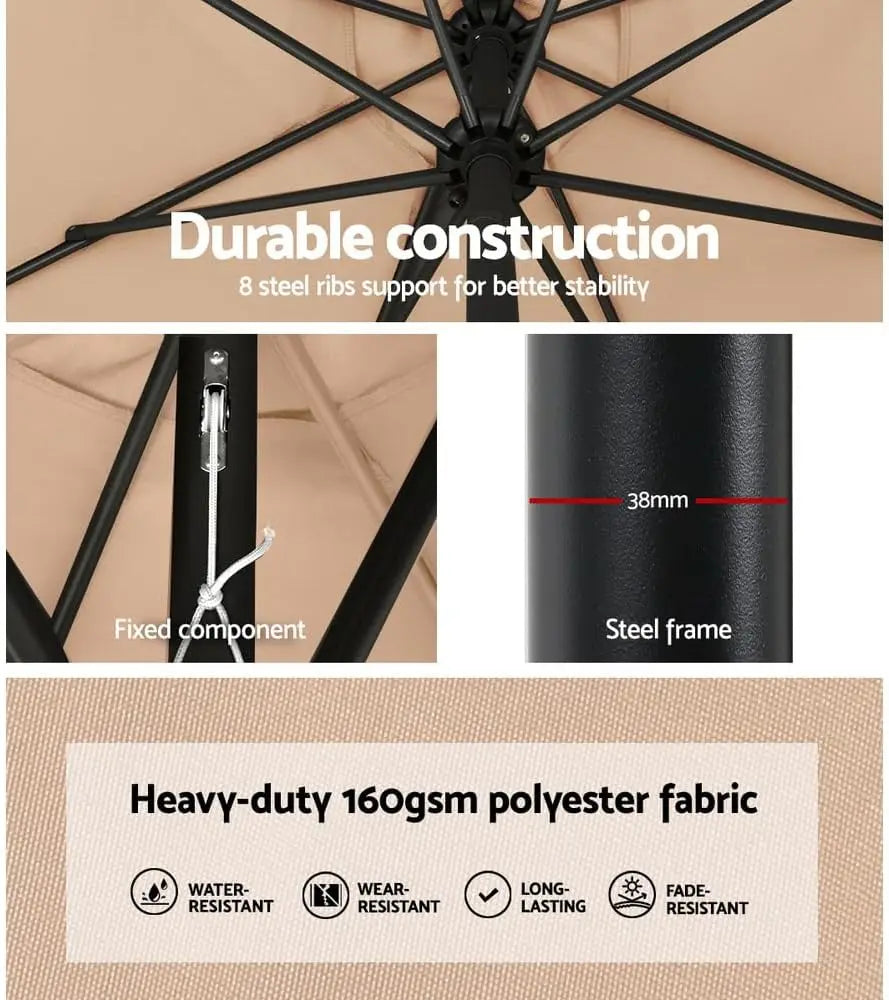 2,7 m udendørs parasol med stang - Solira - (UV- og vandafvisende)
